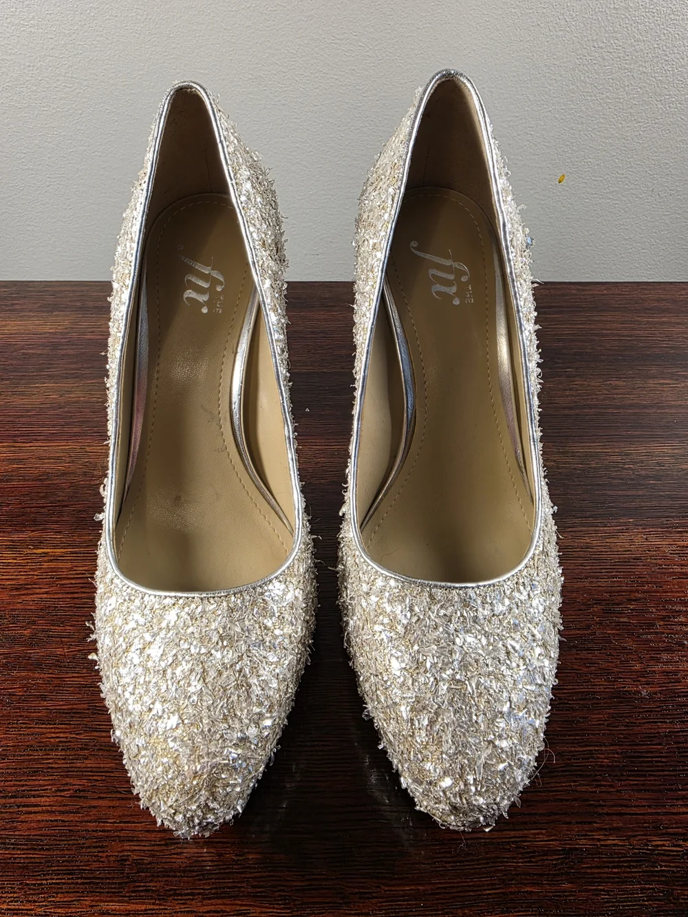 The Fix Women’s Size 7 Silver Crystal Glitter Platform Heels Pumps